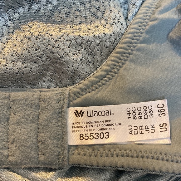 36C Wacoal Back Appeal & Side Smoothing Blue-Green, Dots w/Sheen Lace Bra 855303 - Picture 2 of 12